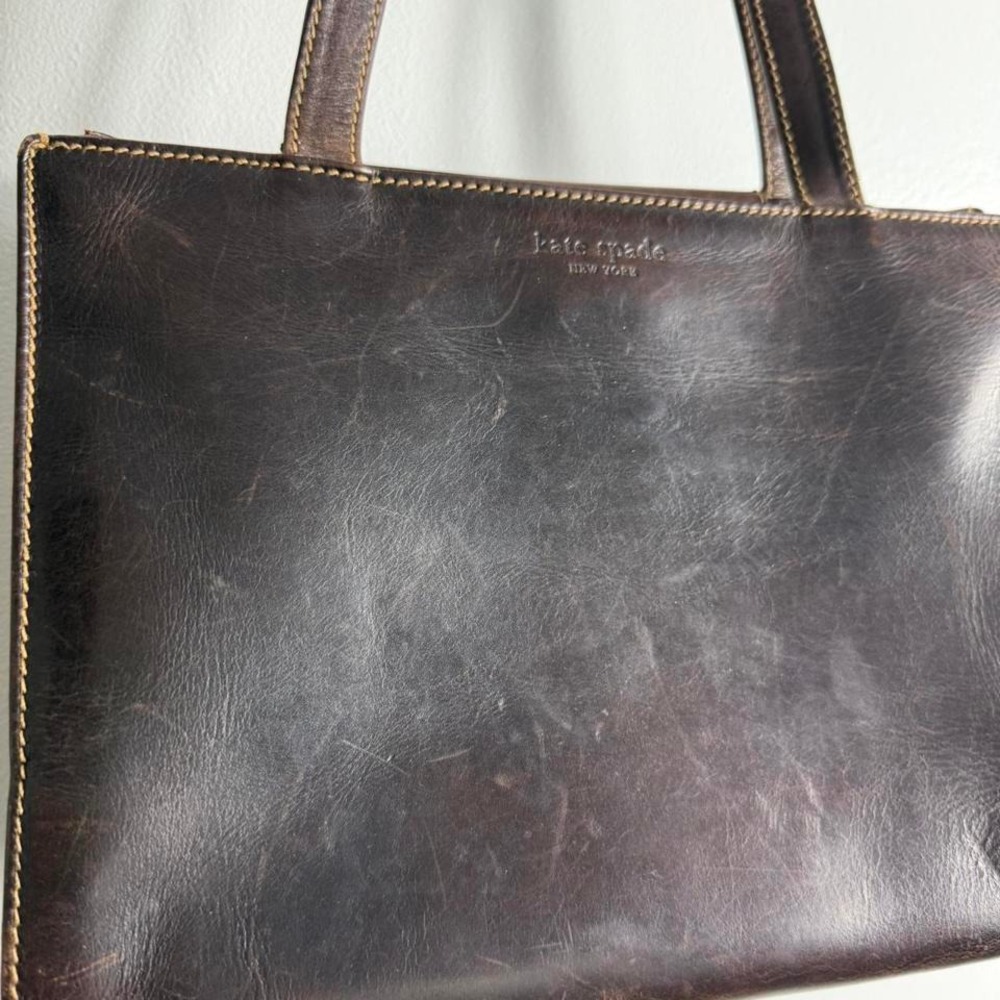 Brown vintage leather Kate Spade leather shoulder bag Purse - Picture 3 of 8